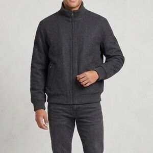 Andrew Marc Gray Wool Knit Bomber Jacket XL